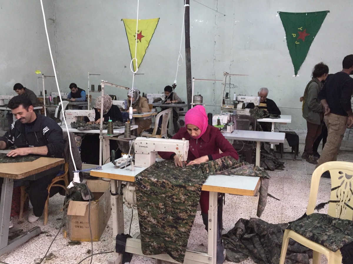 Workers in a sewing cooperative in Rojava